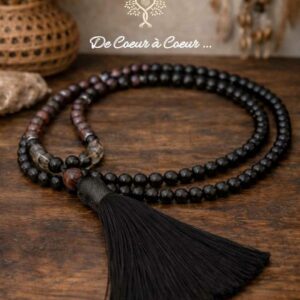 Mala Agate Noire & Œil de Tigre